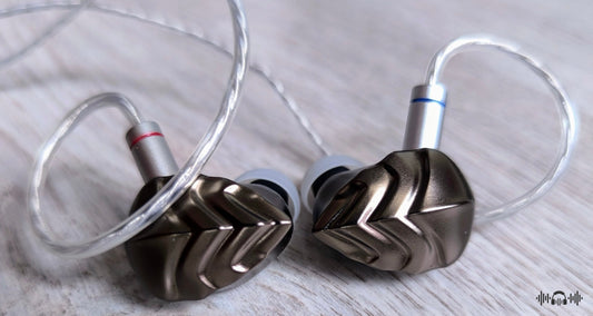 Auriculares IEM HIDIZS MK12 Turris con diafragma de 12mm y magnesio, en color negro, mostrando el diseño en-ear y cable.