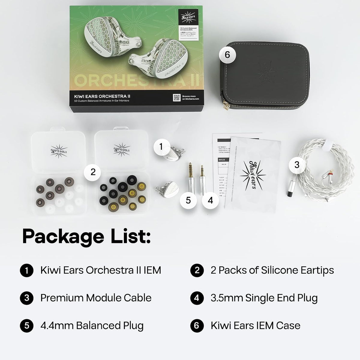 Kiwi Ears Orchestra II IEM HiFi 10BA con Cable Modular 4.4mm