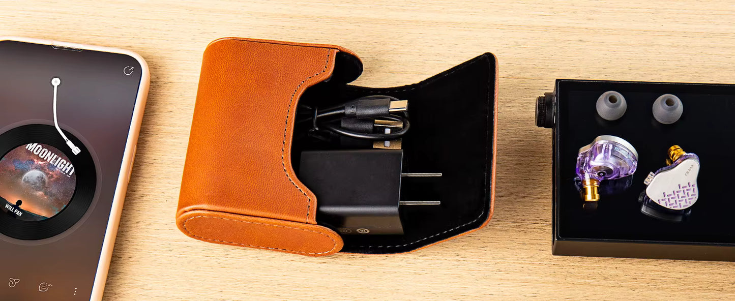 KBEAR Estuche Magnético para Audífonos IEM – Case Portátil de Cuero PU