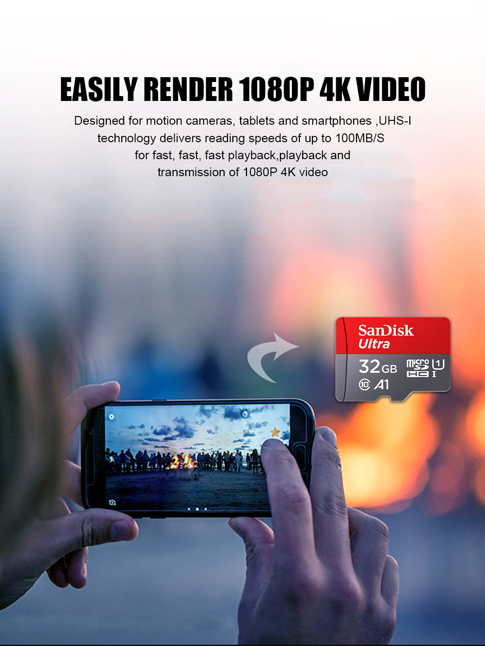Tarjeta de Memoria SanDisk Ultra microSD UHS-I A1 Class 10 128GB 256GB
