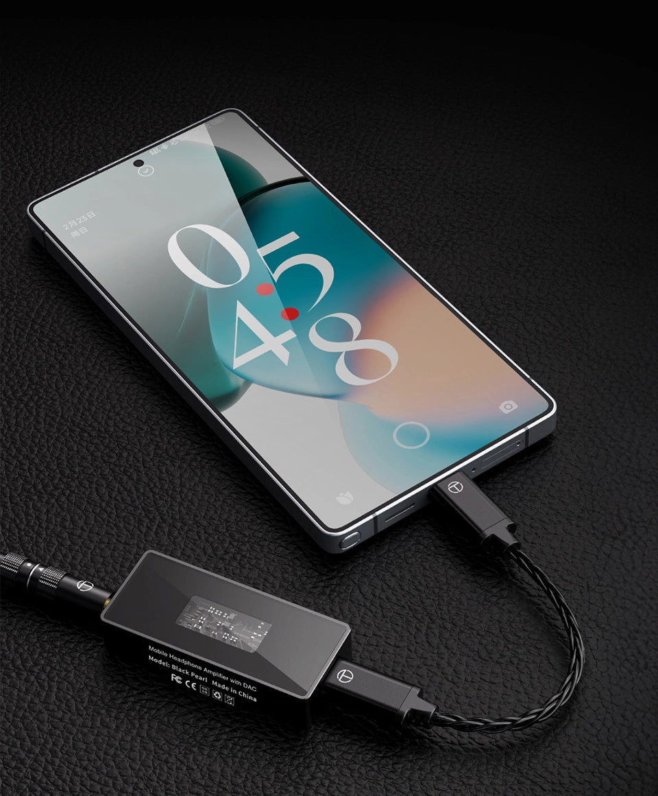 Convertidor DAC digital a analógico TRN Black Pearl, portátil, con botones y pantalla, para mejorar la calidad de audio Hi‑Fi.