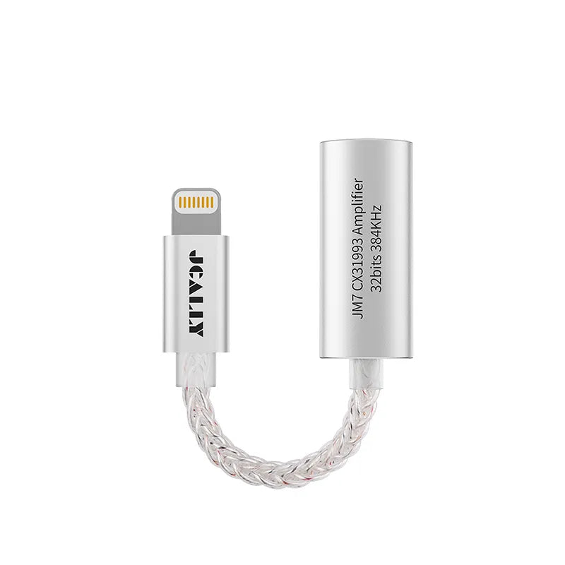 Convertidor DAC/AMP portátil JCALLY JM7L de Lightning a entrada de 3.5 mm, para mejorar audio en dispositivos móviles.