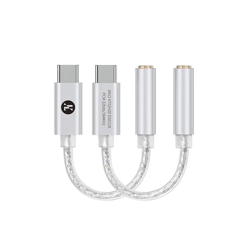 Adaptador de audio digital JCALLY JM12 Tipo-C a 3.5 mm con chip DAC, soporte 32-bit/384 kHz y DSD128.