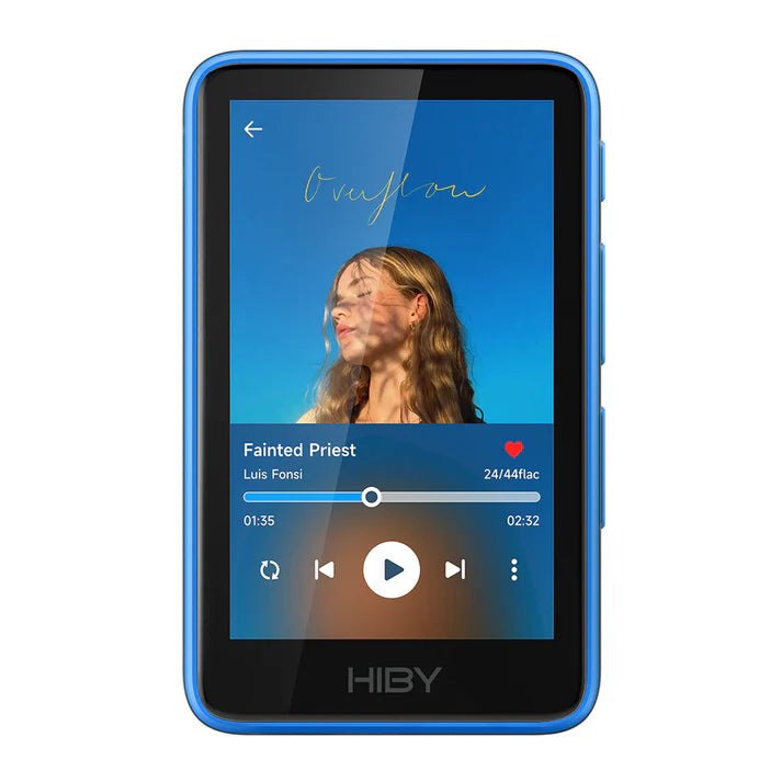 Reproductor de audio digital HiBy R1 portátil con pantalla y controles, diseño compacto y elegante para música Hi-Fi en movimiento.