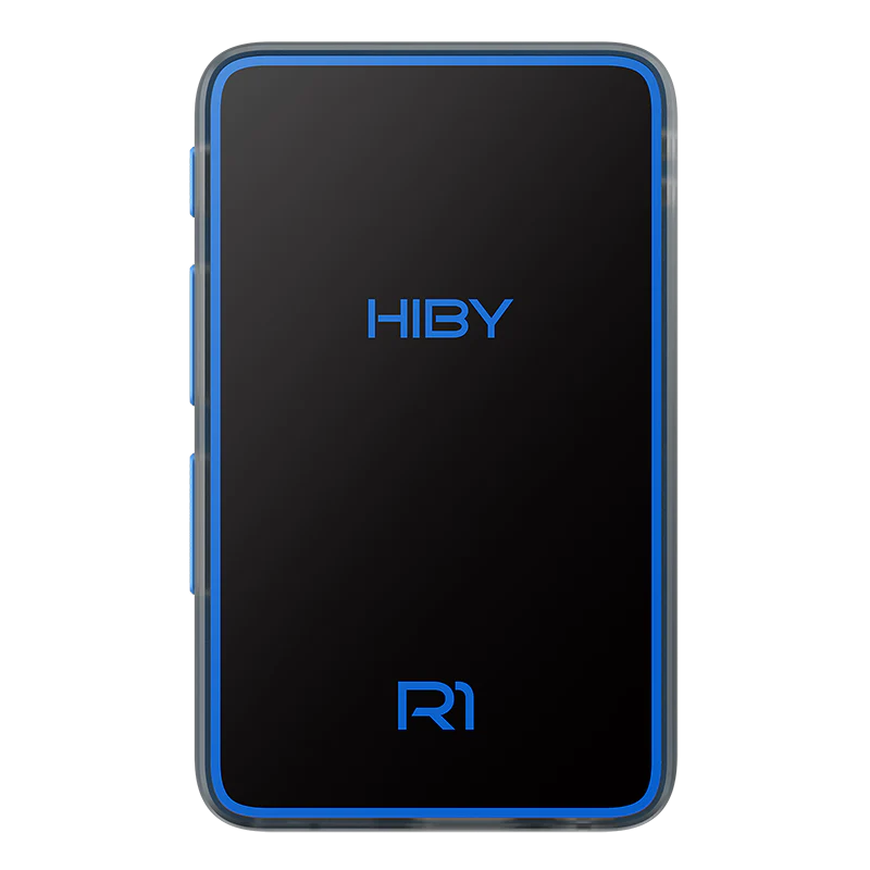 Reproductor de audio digital HiBy R1 Hi-Fi portátil, pantalla y botones visibles, diseño compacto y elegante para música en movimiento.