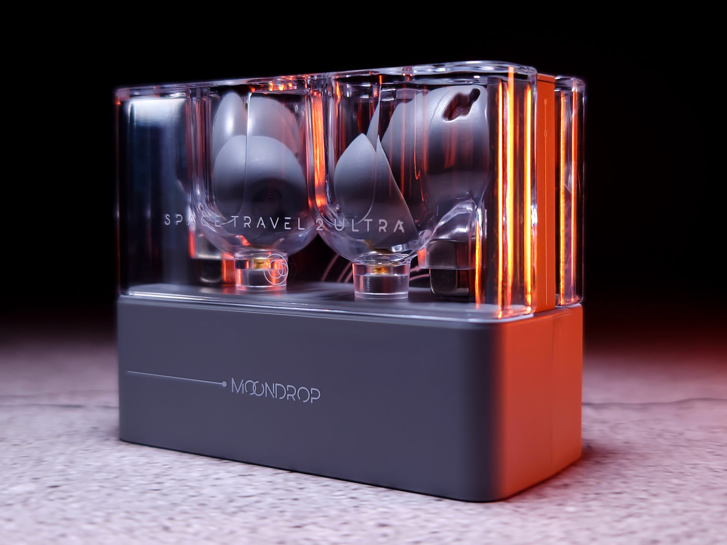 Auriculares TWS Moondrop Space Travel 2 Ultra con cancelación de ruido ANC y compatibilidad LDAC, diseño compacto y elegante.