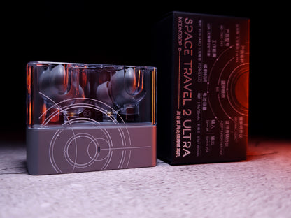 Auriculares TWS Moondrop Space Travel 2 Ultra con cancelación de ruido ANC y compatibilidad LDAC, diseño compacto y elegante.