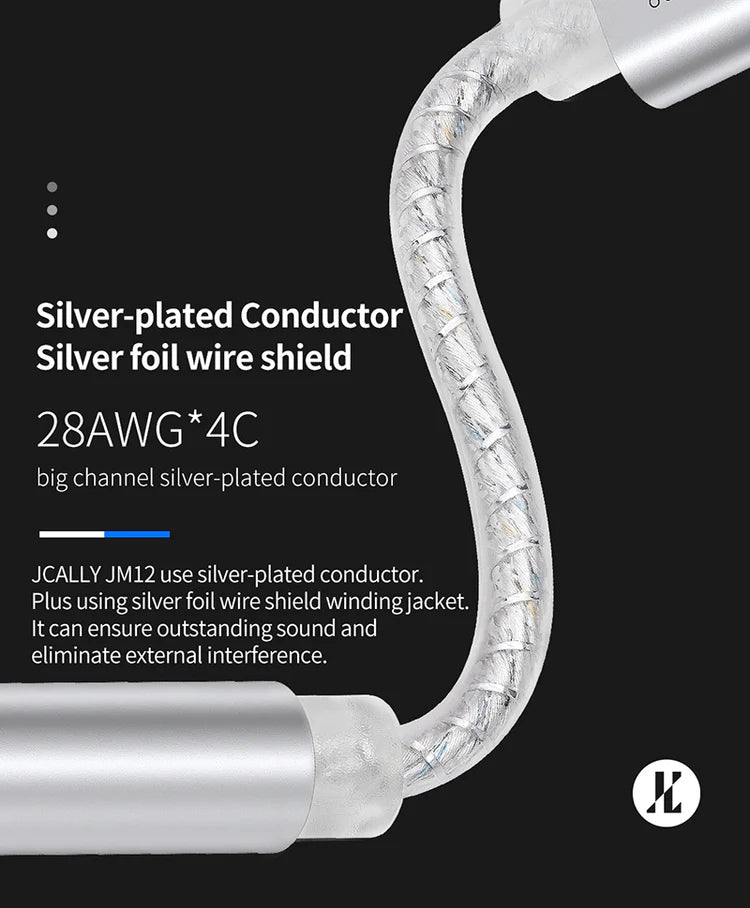 Adaptador de audio digital JCALLY JM12 DAC de Tipo-C a conector 3.5 mm, soporte 32-bit/384 kHz y DSD128, chip DAC.