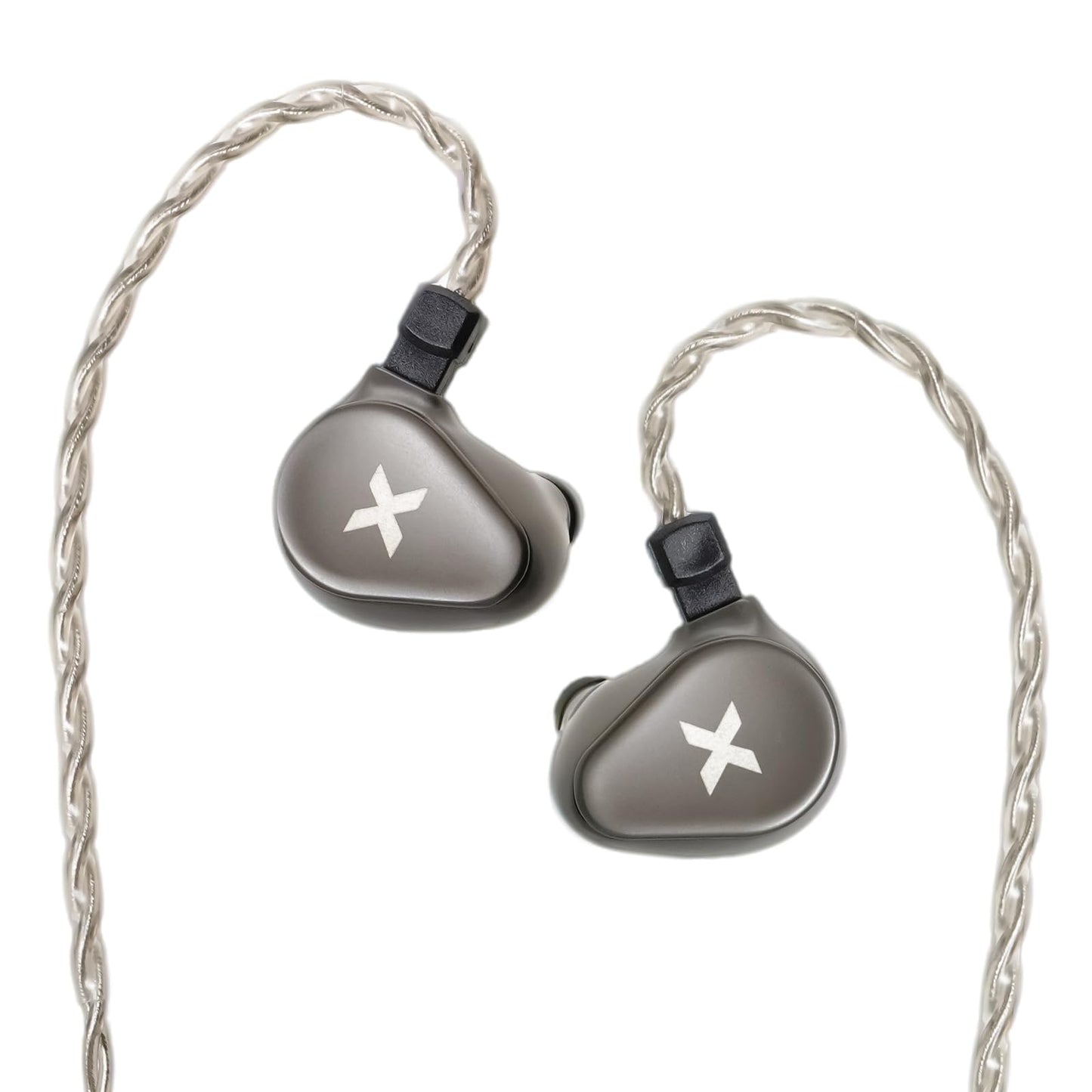 Auriculares in-ear DUNU Titan X con driver dinámico de 10mm, doble cámara y doble imán, detalles de diseño y acabados metálicos.