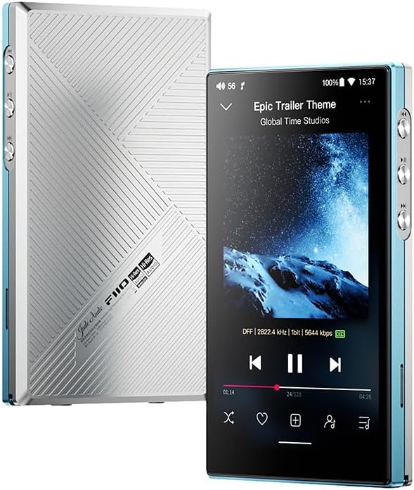 Reproductor de audio digital FIIO JM21 con Android 13 y Snapdragon 680, pantalla y controles visibles en la imagen.