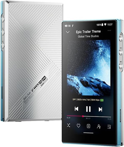 Reproductor de audio digital FIIO JM21 con Android 13 y Snapdragon 680, pantalla y controles visibles en la imagen.