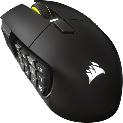 Ratón inalámbrico Corsair Scimitar Elite Wireless SE MMO con 16 botones programables, DPI 33,000 y batería de 150 horas.