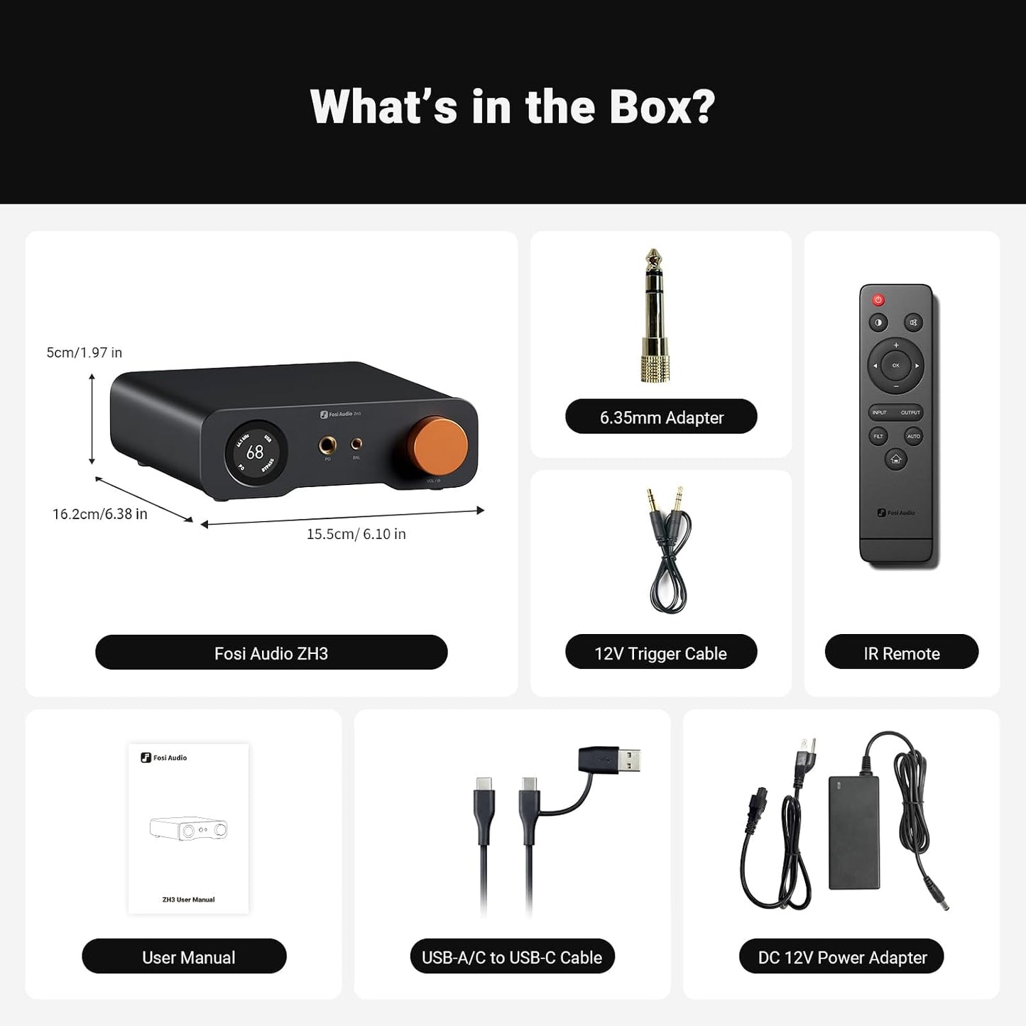 Fosi Audio ZH3 DAC Amp de Audífonos y Preamp Balanceado con 4.4mm