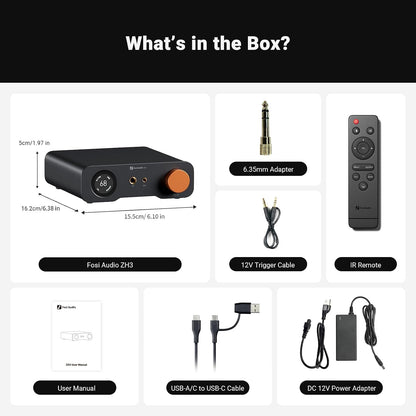 Fosi Audio ZH3 DAC Amp de Audífonos y Preamp Balanceado con 4.4mm