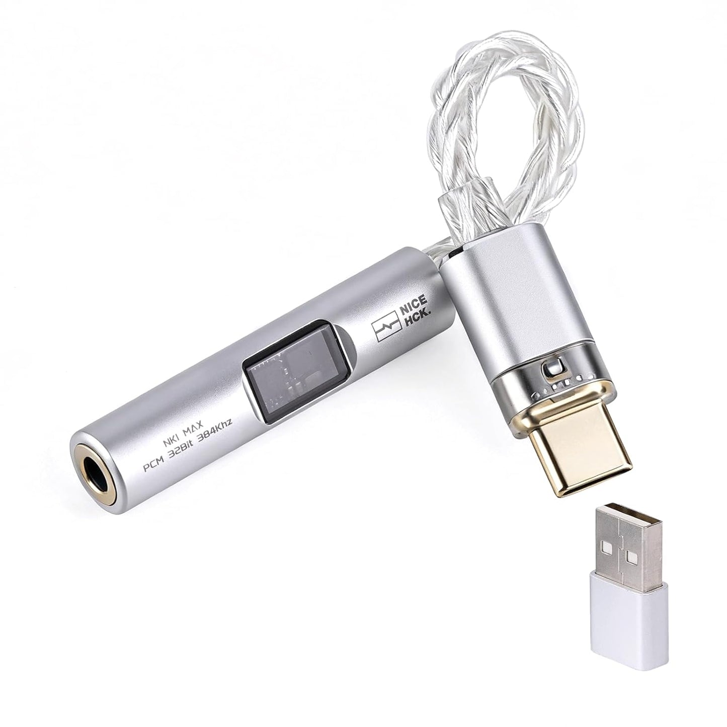 Cable adaptador NICEHCK NK1 MAX con DAC/AMP portátil USB-C a 3.5 mm, chip DAC CX31993 y audio Hi-Fi hasta 32-bit/384 kHz