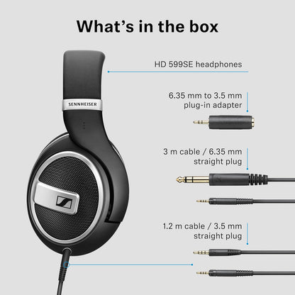 Audífonos Sennheiser HD 599 SE abiertos, over-ear, con diadema y auriculares grandes para sonido de alta calidad.