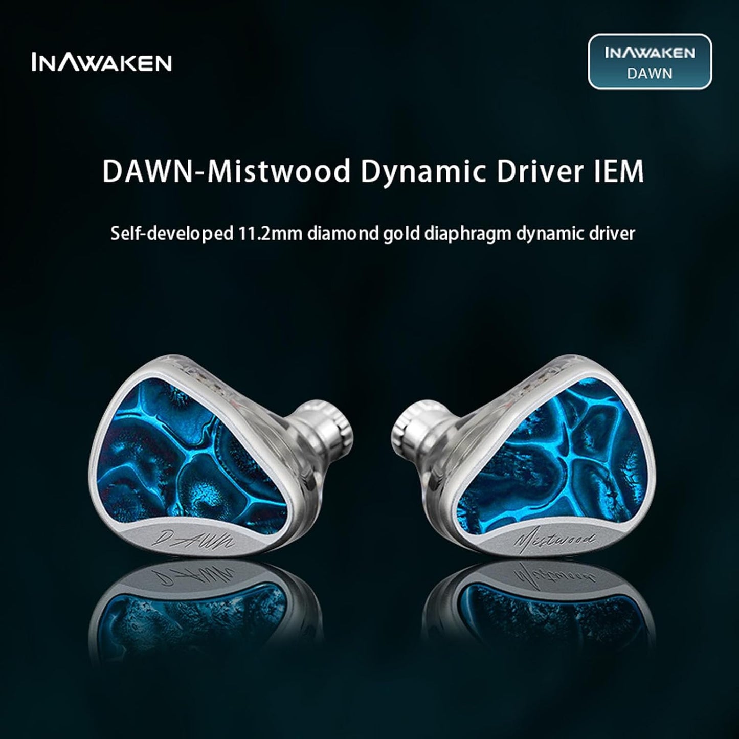 INAWAKEN Dawn Mistwood IEM 11.2mm Diamond-Gold con Boquillas Intercambiables