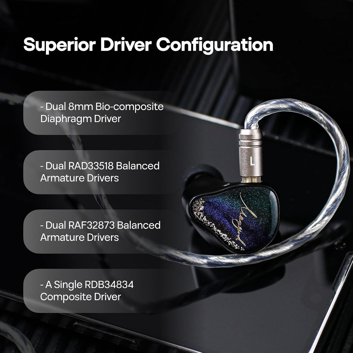 XENNS Mangird Tea Pro IEM Híbrido 2DD+6BA con Cable Modular