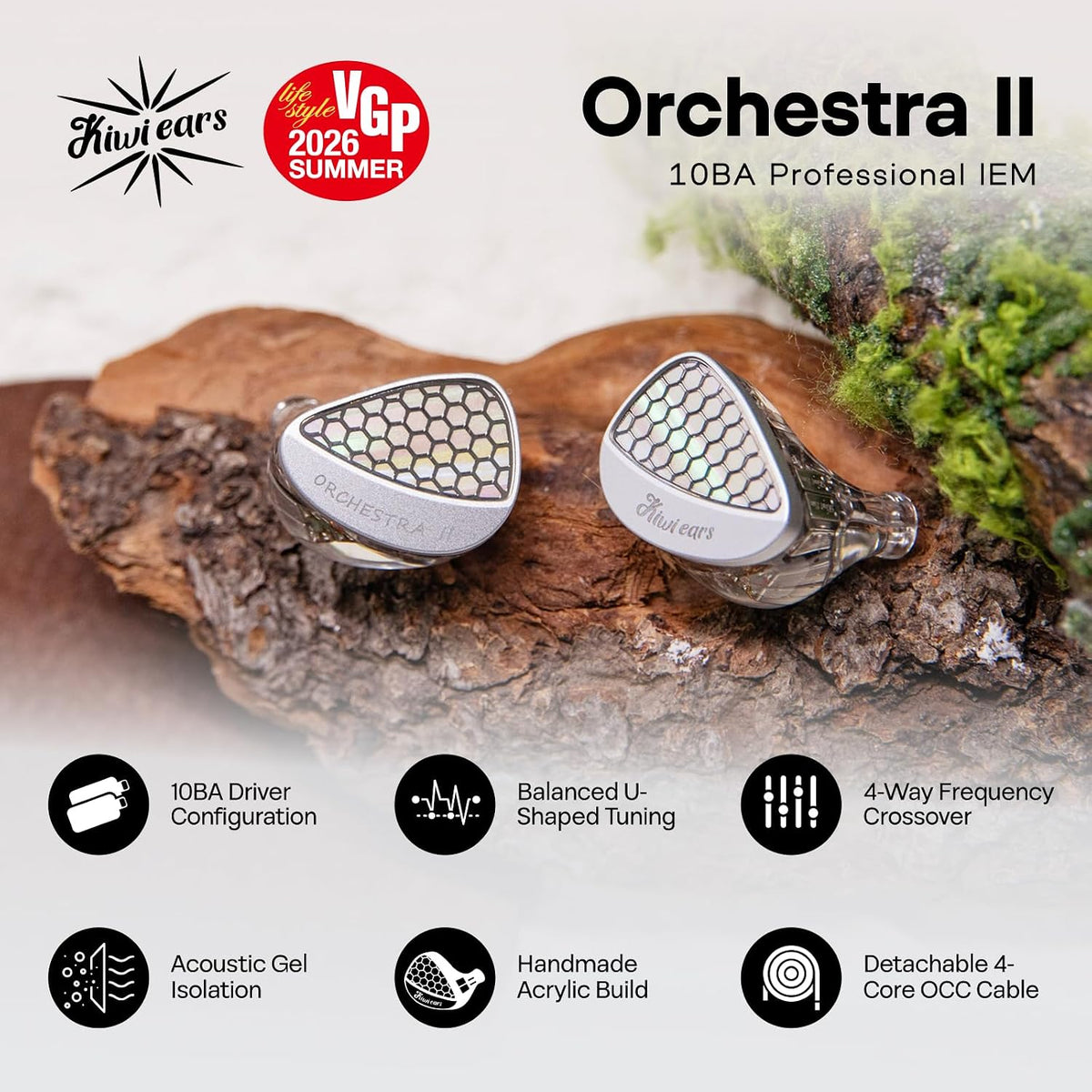 Kiwi Ears Orchestra II IEM HiFi 10BA con Cable Modular 4.4mm