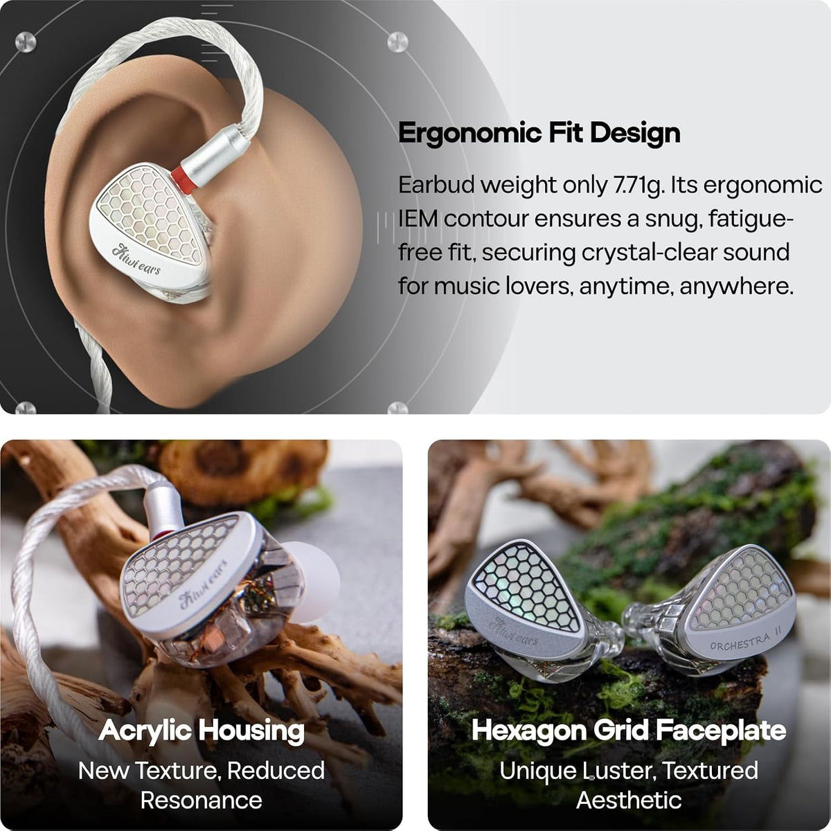 Kiwi Ears Orchestra II IEM HiFi 10BA con Cable Modular 4.4mm