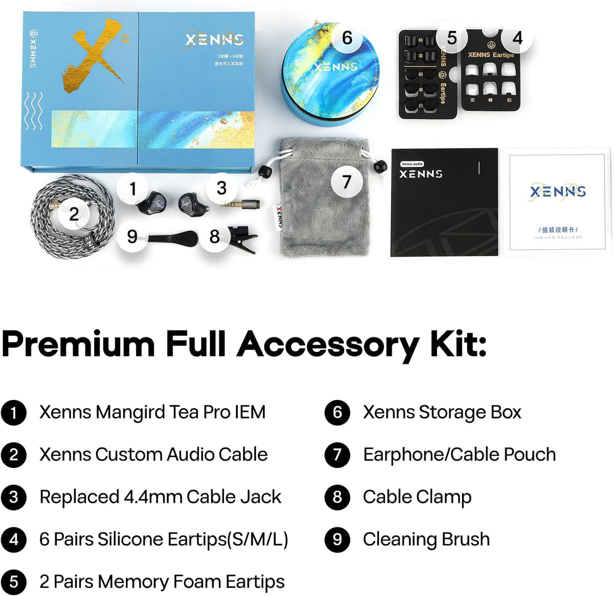 XENNS Mangird Tea Pro IEM Híbrido 2DD+6BA con Cable Modular