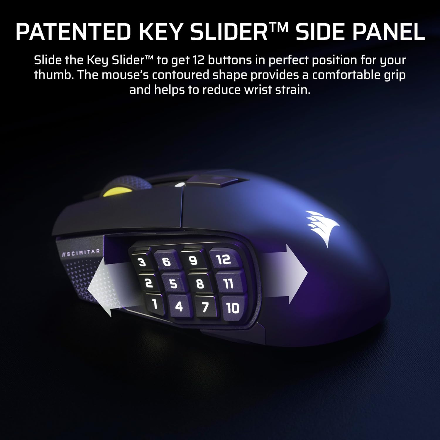 Ratón inalámbrico Corsair Scimitar Elite Wireless SE para juegos MMO con 16 botones programables y sensor de 33,000 DPI.