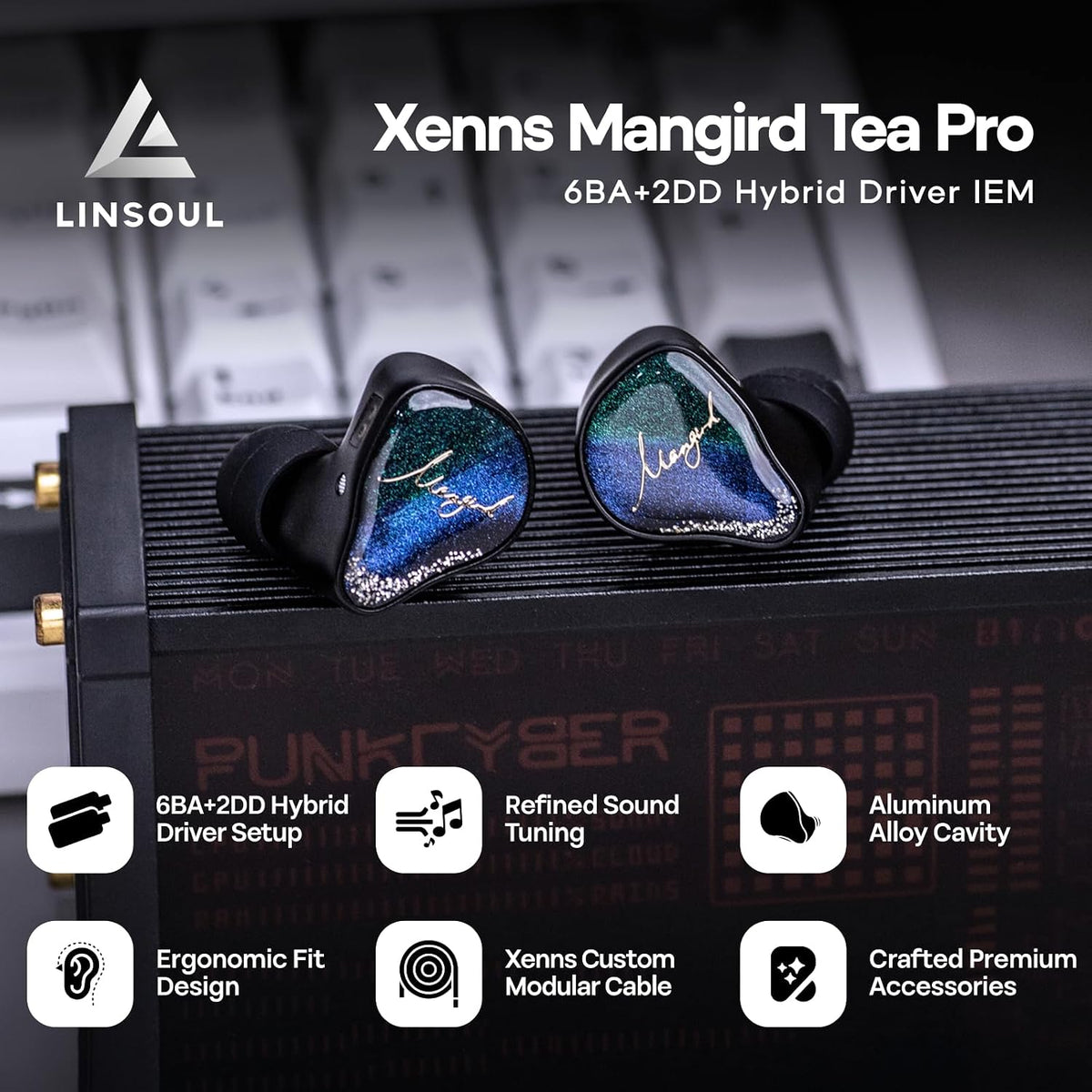 XENNS Mangird Tea Pro IEM Híbrido 2DD+6BA con Cable Modular