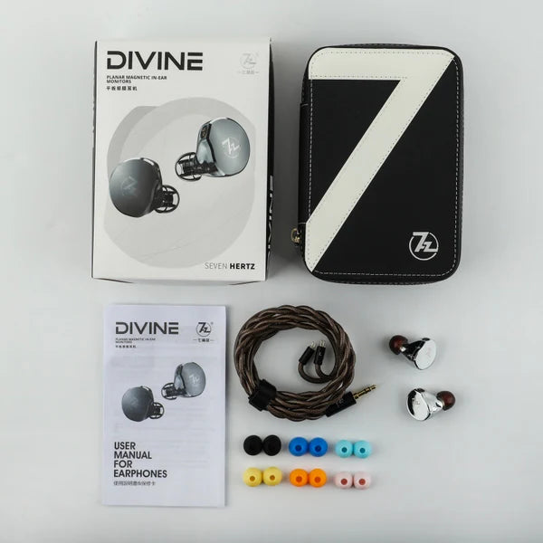 Audífonos in-ear 7Hz Divine x Crinacle, monitores magnéticos planars de 14.5mm con diseño elegante y diadema ajustable.