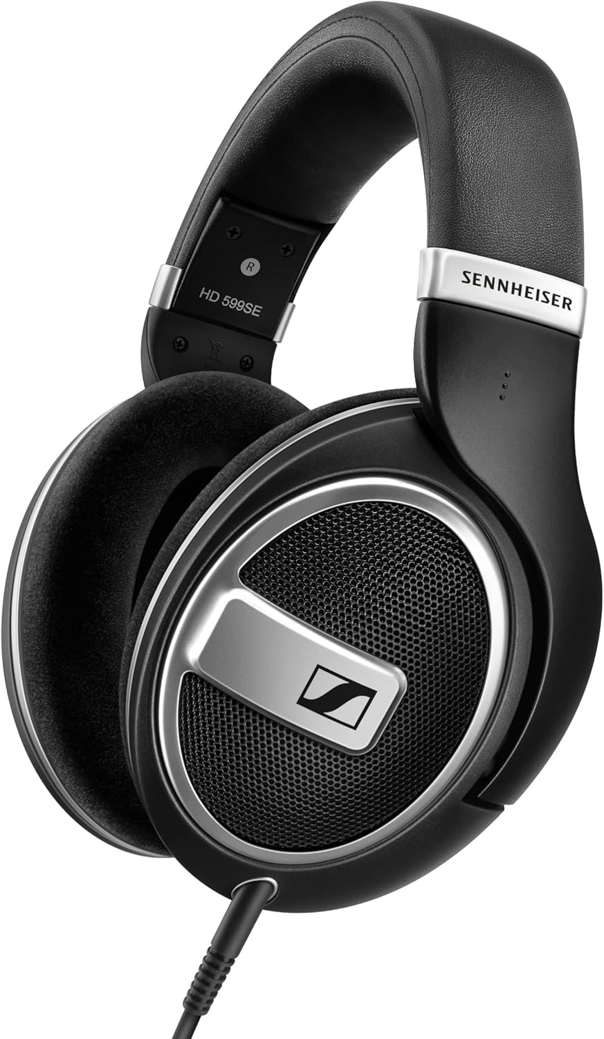 Audífonos abiertos over-ear Sennheiser HD 599 SE con diseño cómodo y auriculares de alta calidad, en color negro.