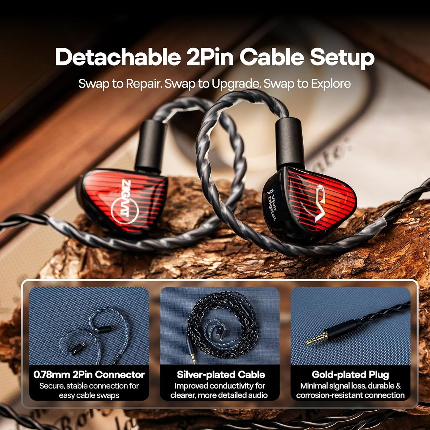 udífonos IEM ZiiGaat x Vivir Digital RUMBA 3.5mm / 3.5mm con Micrófono