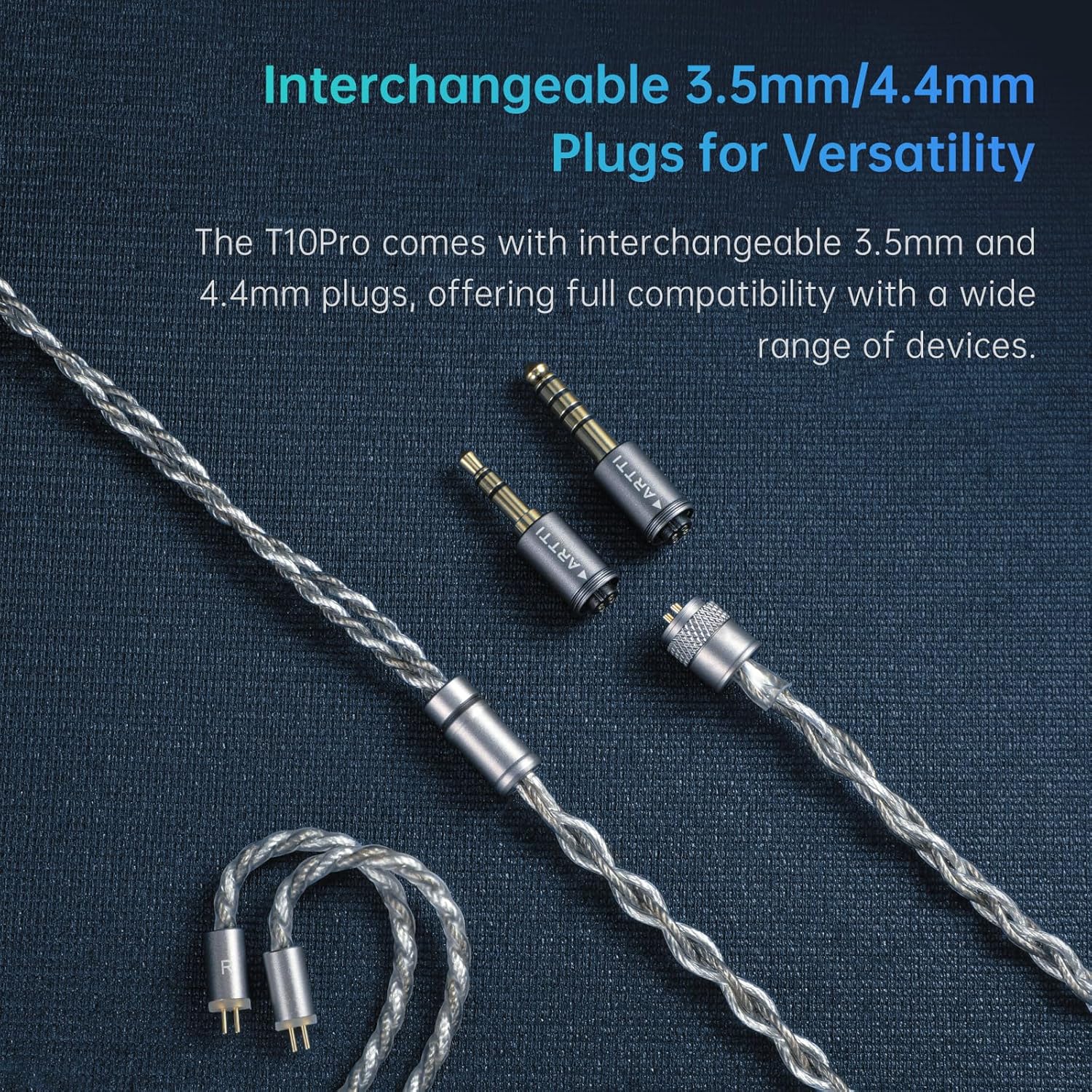 Auriculares IEM ARTTI T10 Pro con driver planar de 14.2mm y conectores intercambiables, en caja de presentación negra.