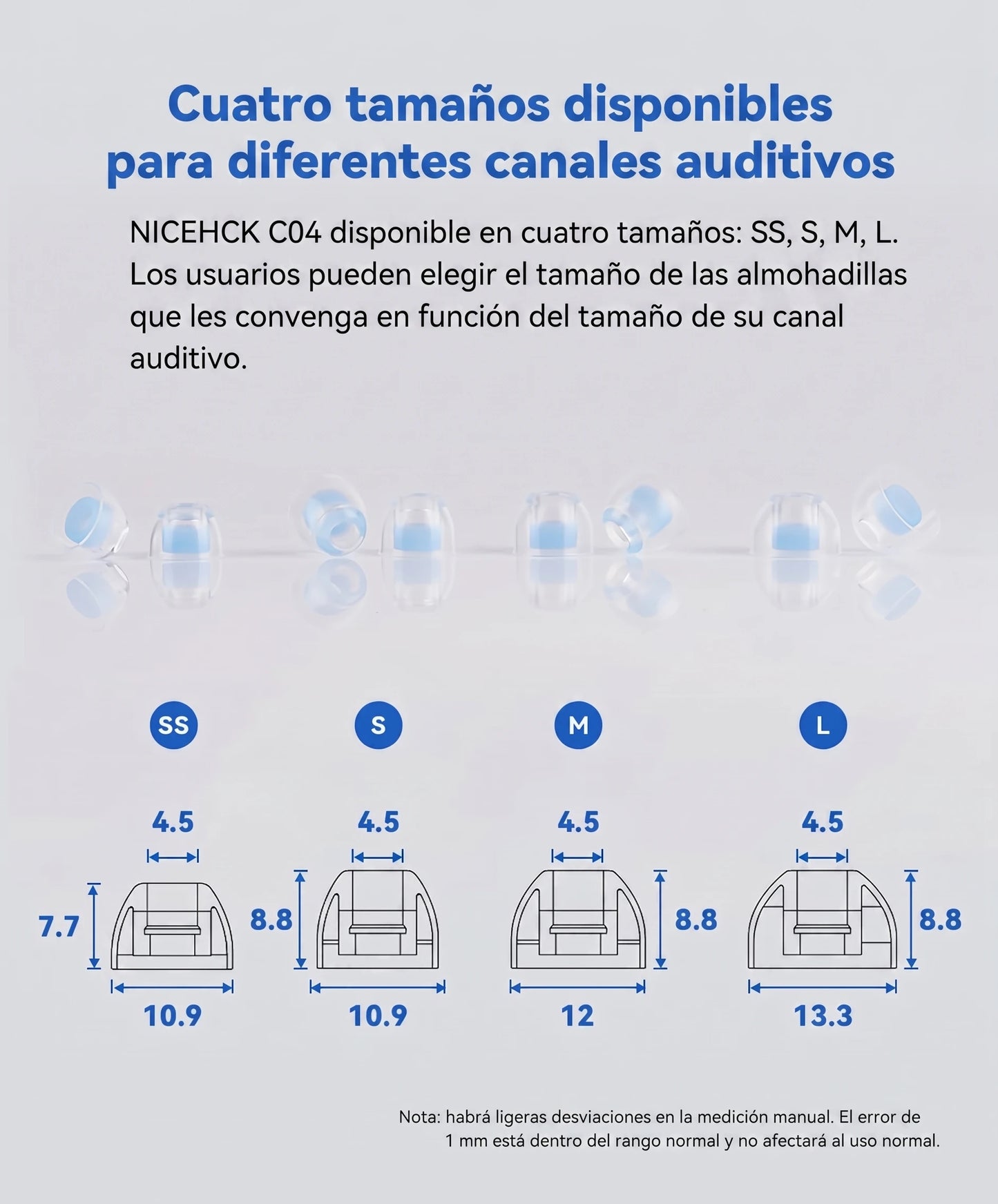 NICEHCK C04 Eartips para Audífonos IEM - Full Set SS S M L