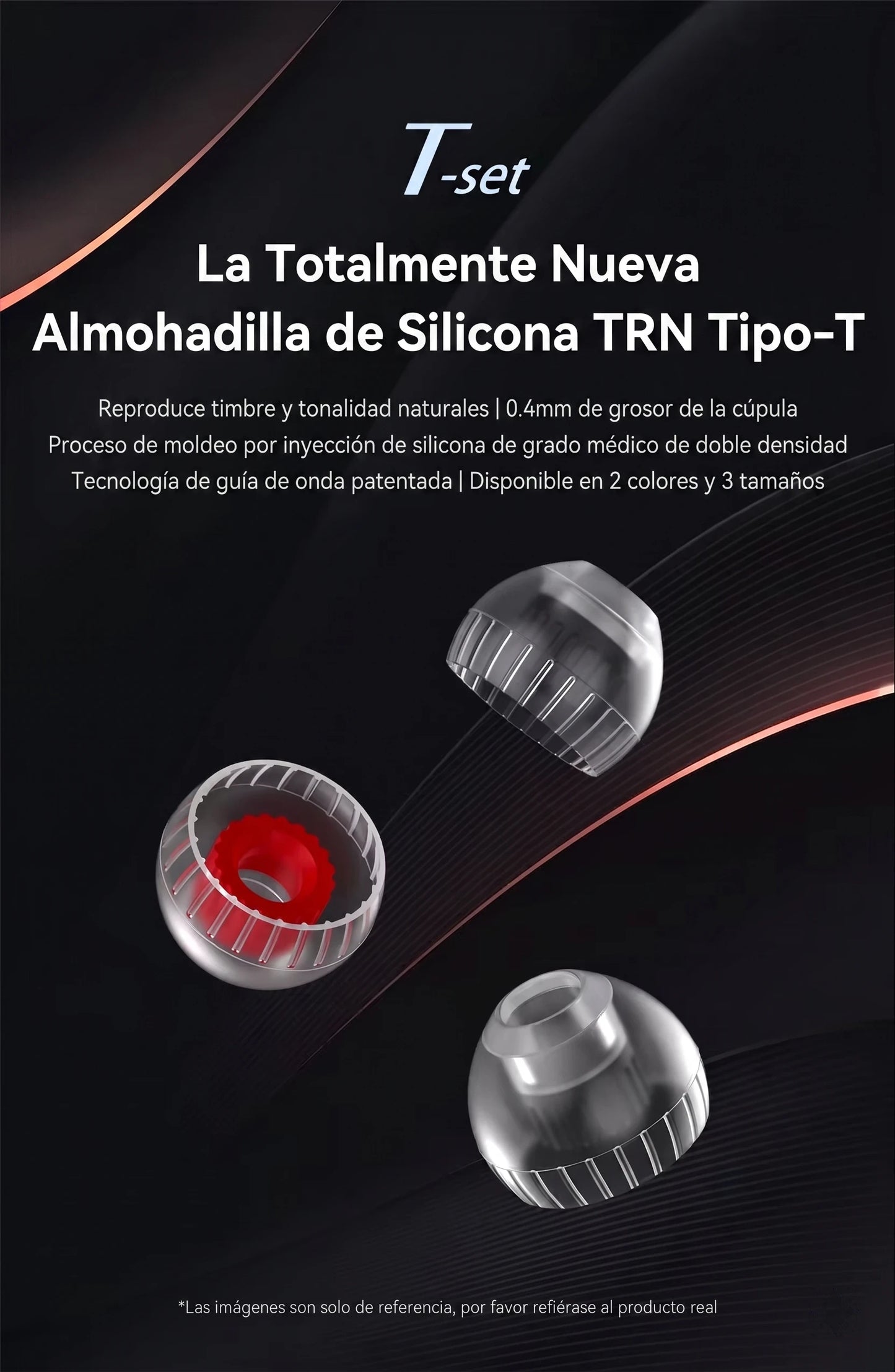 TRN T Ear-Tips Eartips para Audífonos IEM - Pack S, M y L