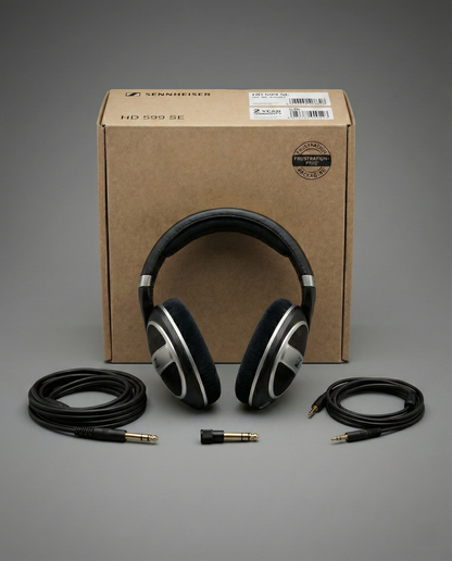 Audífonos Sennheiser HD 599 SE over-ear con diseño abierto, auriculares de alta fidelidad para audio nítido y cómodo.