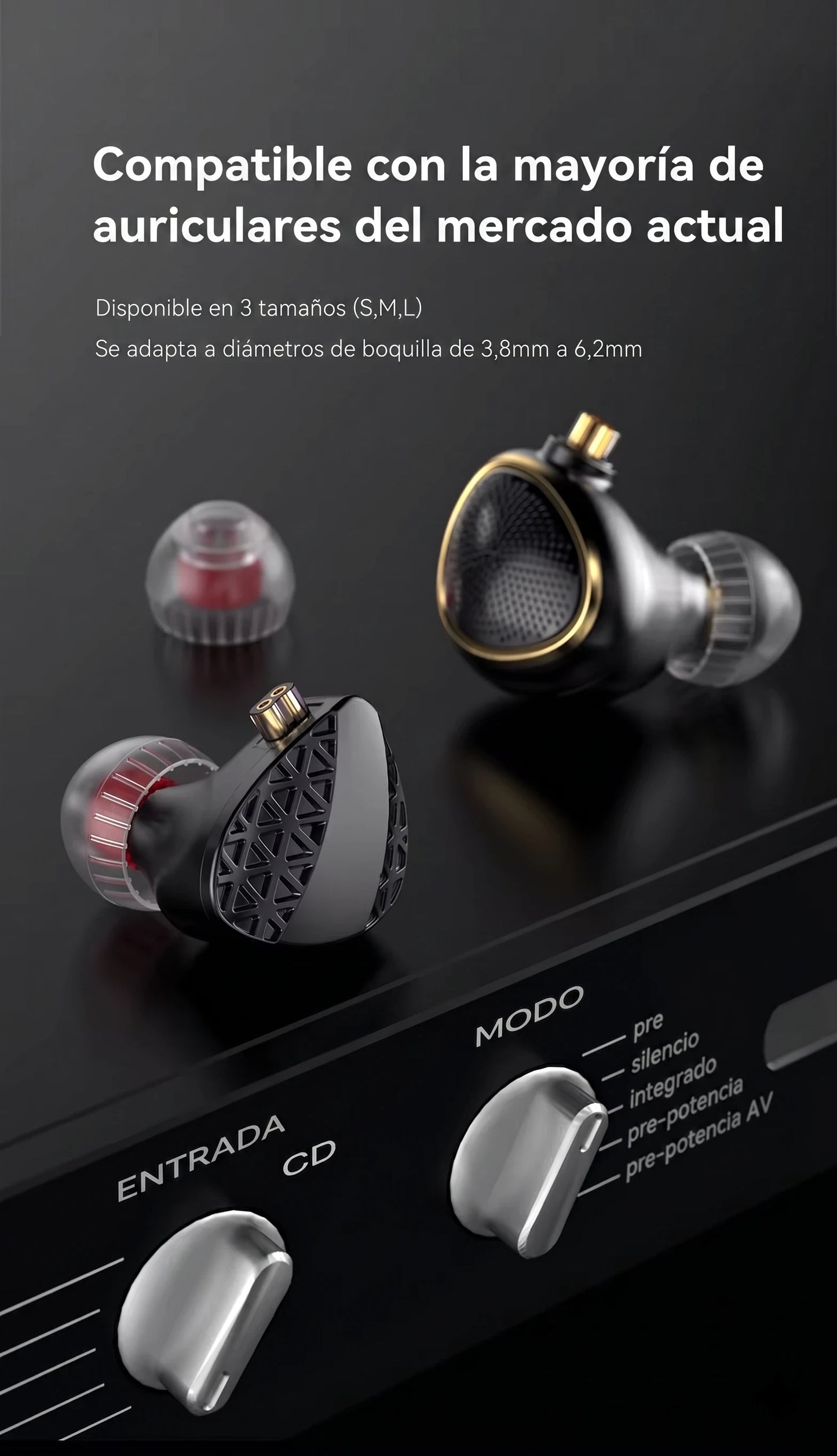 TRN T Ear-Tips Eartips para Audífonos IEM - Pack S, M y L