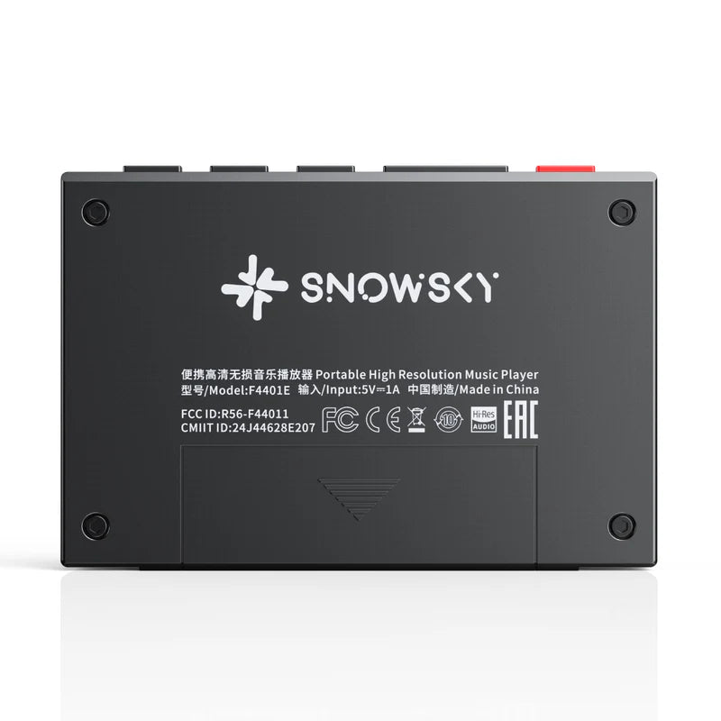 Reproductor de audio digital FiiO SNOWSKY Echo Mini en negro, con salida balanceada 4.4mm para sonido de alta resolución.