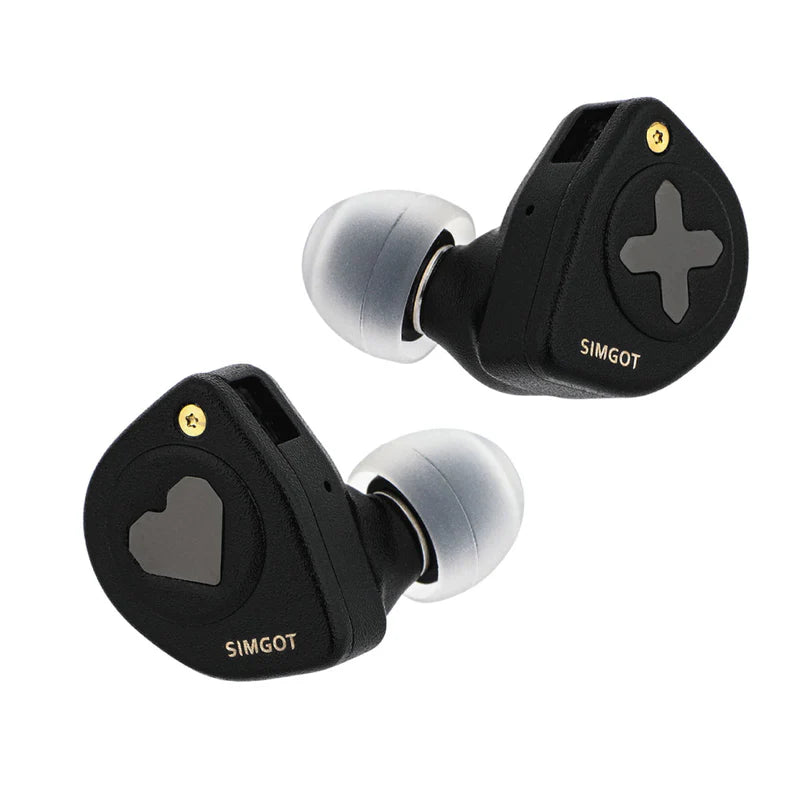 Auriculares in-ear SIMGOT EW300 DSP con driver híbrido 1DD, 1 planar y 1 PZT, con DAC integrado y diseño elegante.