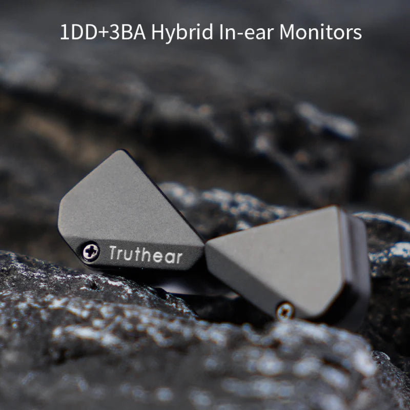 Audífonos IEM TRUTHEAR HEXA con 1 driver DD y 3 BA, diseño en oído, tuning neutro y alta coherencia sonora.