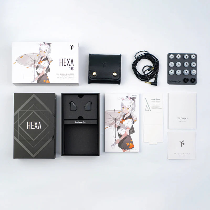 Auriculares IEM TRUTHEAR HEXA híbridos 1DD+3BA con diseño en la oreja, tuning neutro y alta coherencia sonora.