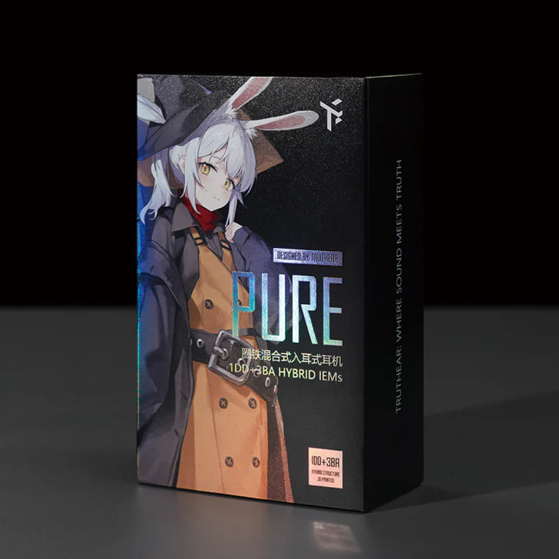Auriculares in-ear TRUTHEAR PURE IEM híbridos con 1 driver DD y 3 BA, diseñados para graves profundos y sonido de alta calidad.