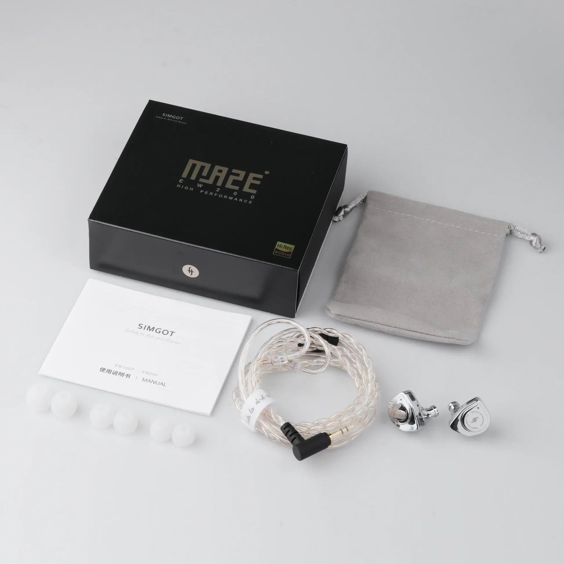 Auriculares in-ear SIMGOT EW200 con driver dinámico de 10 mm, doble circuito magnético y diseño con doble cavidad.