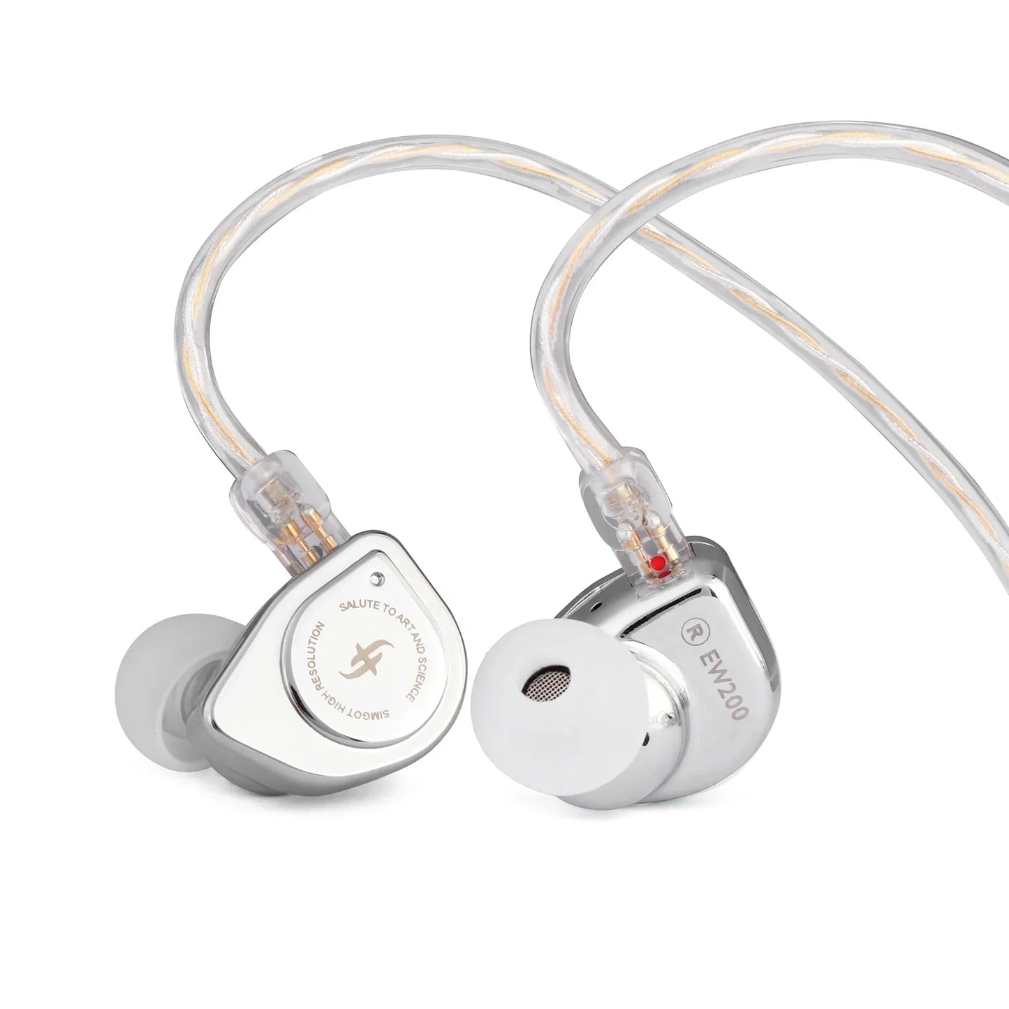 Auriculares in-ear SIMGOT EW200 con driver dinámico de 10 mm, diafragma SCP y diseño de doble cavidad.