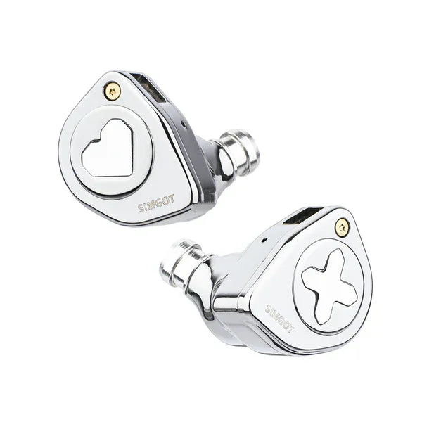 Audífonos in-ear SIMGOT EW300 con configuración tribrid de drivers: dinámico, planar y piezoeléctrico, en color negro.