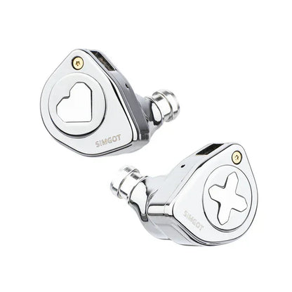 Audífonos in-ear SIMGOT EW300 con configuración tribrid de drivers: dinámico, planar y piezoeléctrico, en color negro.