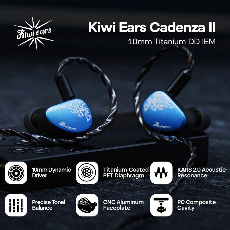 Auriculares in-ear Kiwi EARS Cadenza II con driver 1DD de 10mm y tecnología KARS 2.0, para una experiencia de audio premium.