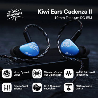 Auriculares in-ear Kiwi EARS Cadenza II con driver 1DD de 10mm y tecnología KARS 2.0, para una experiencia de audio premium.