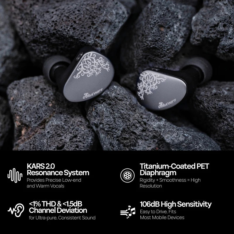 Auriculares in-ear Kiwi Ears Cadenza II con driver 1DD de 10mm y tecnología KARS 2.0, diseño elegante y sonido de alta calidad
