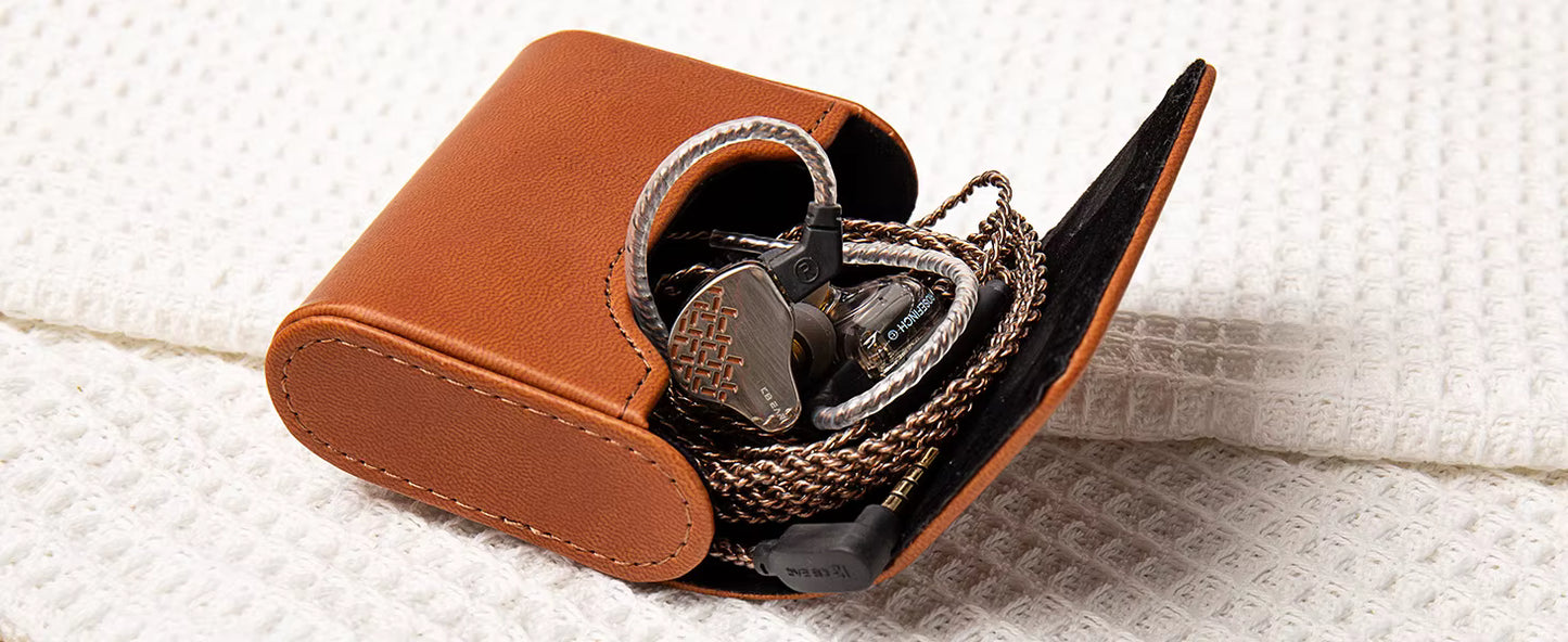 KBEAR Estuche Magnético para Audífonos IEM – Case Portátil de Cuero PU