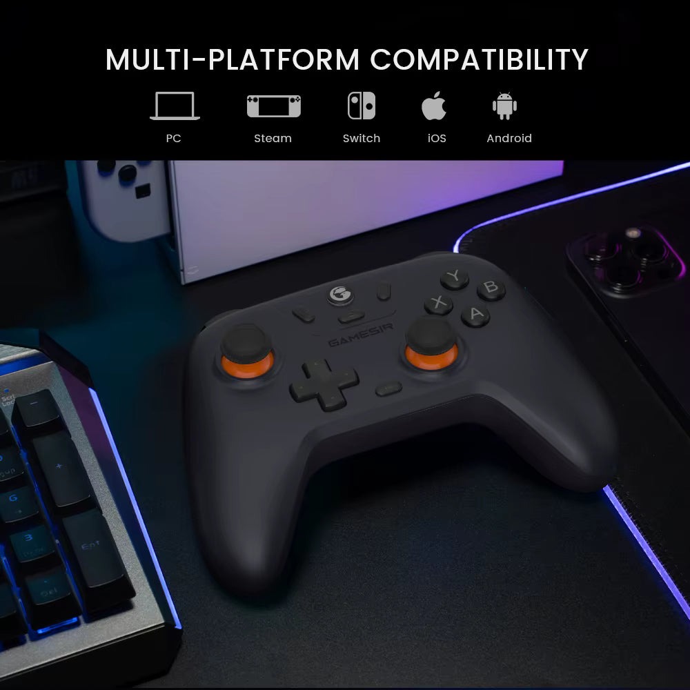 Mando inalámbrico GameSir T4 Nova Lite con botones, sticks y puerto de conexión, compatible con Switch, Android, iOS y PC.