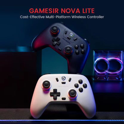 Mando inalámbrico GameSir T4 Nova Lite para videojuegos, compatible con Switch, Android, iOS y PC, con conexión por dongle y cable.